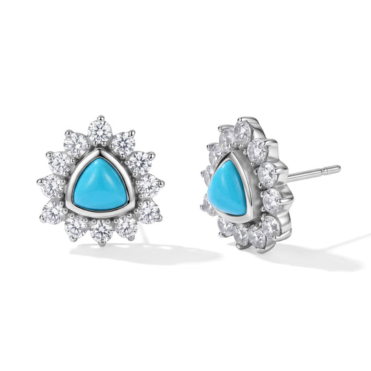 EVER TRUE Sleeping Beauty Türkis, Weißer Zirkon Ohrringe 316L Edelstahl ca. 3.21 ct