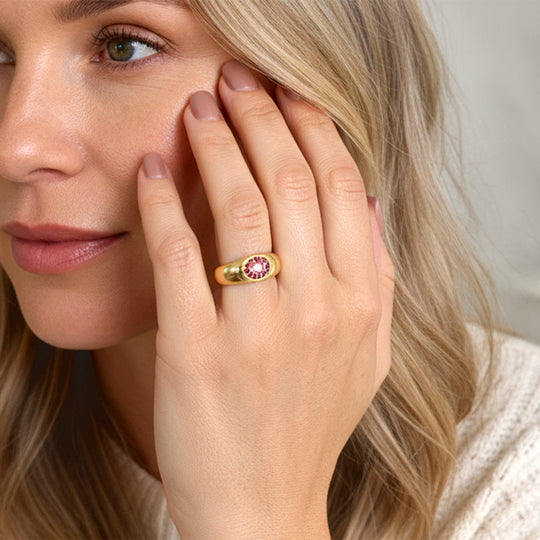 D'Joy AAA Padparadscha Saphir Ring 925 Silber 750 Gelbgold vermeil (Größe 20.00) ca. 0,52 ct