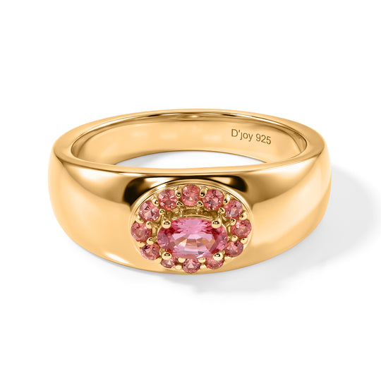 D'Joy AAA Padparadscha Saphir Ring 925 Silber 750 Gelbgold vermeil (Größe 20.00) ca. 0,52 ct