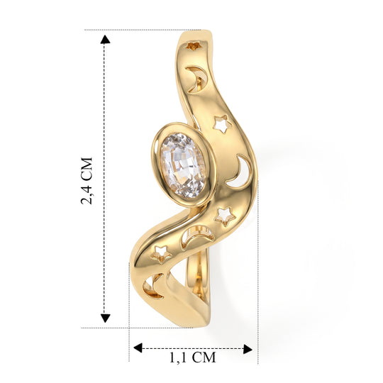 GP - AA Weißer Saphir, Blauer Saphir Ohrringe 925 Silber 750 Gelbgold vermeil ca. 0,57 ct.
