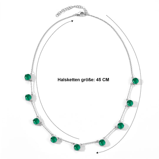 EVER TRUE Smaragd-Quarz Triplette Halskette ca. 45 cm 316L Edelstahl ca. 21,83 ct.
