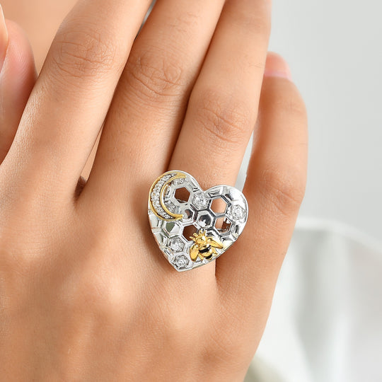 GP Trionfo Kollektion - Weißer Zirkon Ring 925 Silber Rhodiniert und 750 Gelbgold Vermeil (Größe 18.00) ca. 0.76 ct