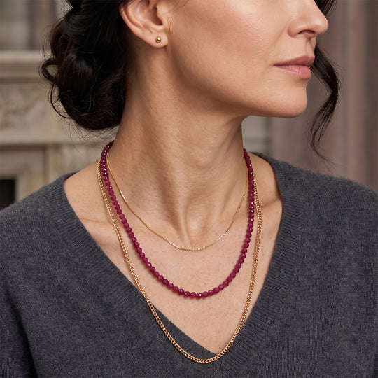 D'Joy Lab Grown Rubin Halskette ca. 50 cm 925 Silber Rhodiniert ca. 167,00 ct.