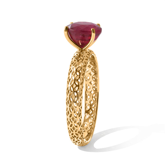 D'Joy AAA afrikanischer Rubin (Fissure gefüllt) Ring, 925 Silber 750 Gelbgold Vermeil - 3.00 ct.