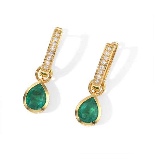 EVER TRUE Smaragd-Quarz Triplette, Weißer Zirkon Ohrringe Reine Bronze ca. 4,41 ct.