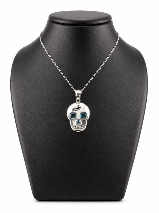 Fancy Fossil-Jaspis Totenkopf-Design Anhänger Reine Legierung ca. 3.50 ct