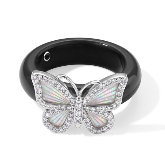 GP Trionfo Kollektion - Schwarze Jade, Weißer Zirkon, Blauer Saphir Ring 925 Silber Rhodiniert (Größe 18.00) ca. 22.42 ct