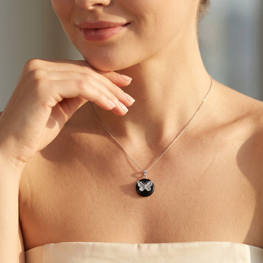 GP Trionfo Kollektion - Schwarze Jade, Blauer Saphir Anhänger 925 Silber Rhodiniert ca. 34.68 ct