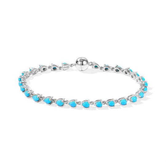 D'Joy Sleeping Beauty Türkis Armband ca. 20 cm 925 Silber Rhodiniert ca. 4,87 ct.