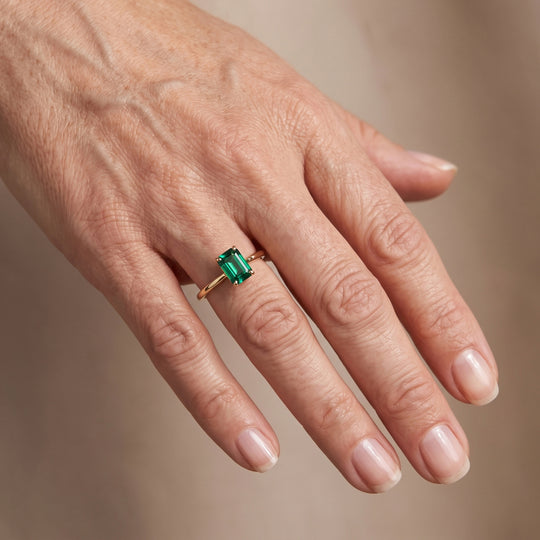 AAA Kagem Sambischer Smaragd Ring 375 Gold (Größe 17.00) ca. 0,98 ct
