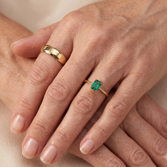 AAA Kagem Sambischer Smaragd Ring 375 Gold (Größe 17.00) ca. 0,98 ct
