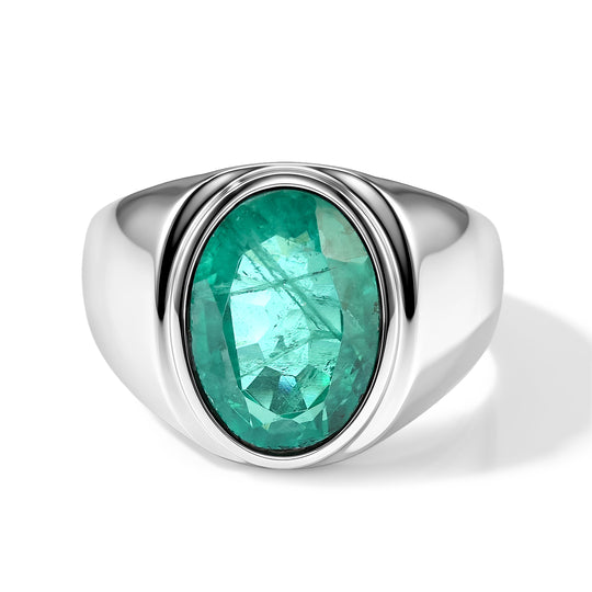 EVER TRUE Smaragd-Quarz Triplette Ring 316L Edelstahl (Größe 19.00) ca. 6,58 ct