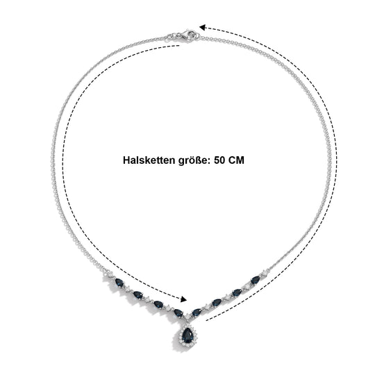 D'Joy AA London Blau Topas Halskette ca. 50 cm 925 Silber Rhodiniert ca. 5,95 ct.
