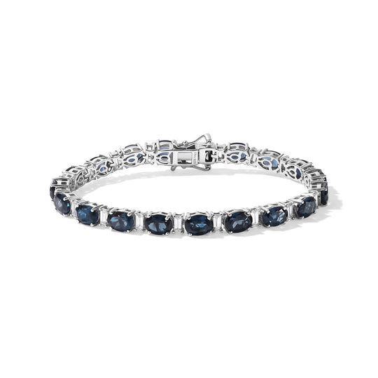 D'Joy London Blau Topas, Weißer Topas Armband ca. 20 cm 925 Silber Rhodiniert ca. 19,78 ct.