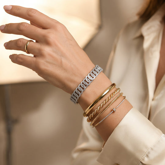EverTrue Armband mit weißem Diamantakzent, 19cm, Messing mit Gelbgold E-Beschichtung