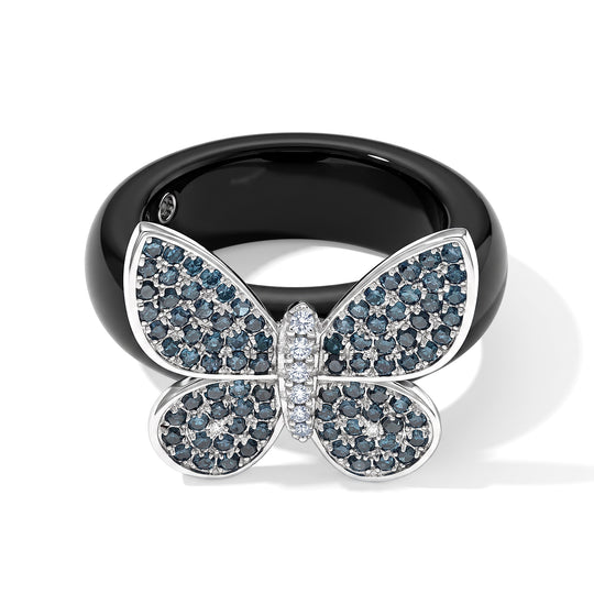 GP - Schwarze Jade, Blauer Saphir Ring 925 Silber Rhodiniert (Größe 21.00) ca. 27.29 ct