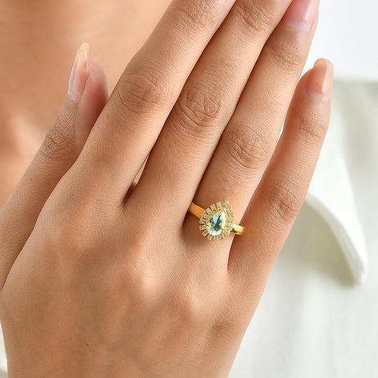 EVER TRUE Merkur mystischer Topas, Weißer Zirkon Ring Reine Bronze (Größe 18.00) ca. 1,16 ct