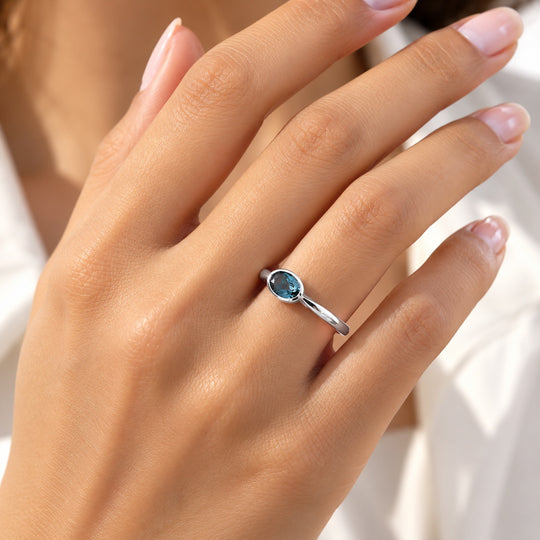 EVER TRUE London Blau Topas Ring Reine Bronze (Größe 19.00) ca. 0,89 ct
