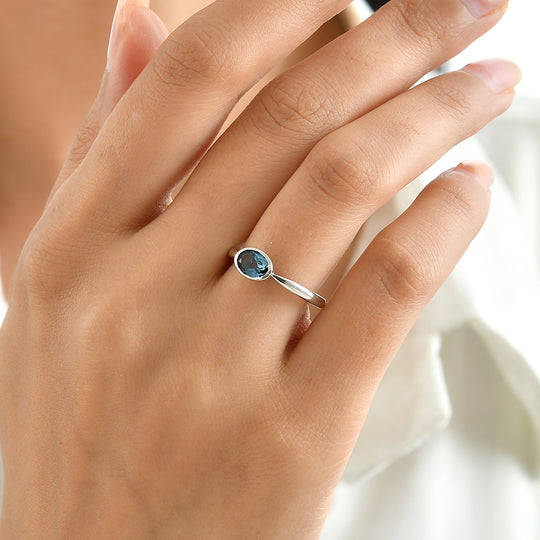 EVER TRUE London Blau Topas Ring Reine Bronze (Größe 20.00) ca. 0,89 ct