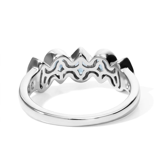 EVER TRUE AA London Blau Topas, Weißer Diamant Ring Reine Bronze (Größe 19.00) ca. 1,37 ct