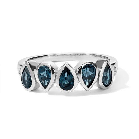 EVER TRUE AA London Blau Topas, Weißer Diamant Ring Reine Bronze (Größe 21.00) ca. 1,37 ct