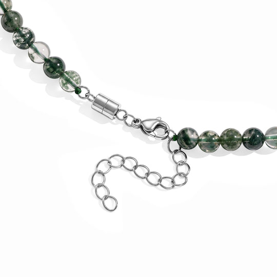 Moosachat Halskette ca. 45 cm 316L Edelstahl ca. 90,00 ct.