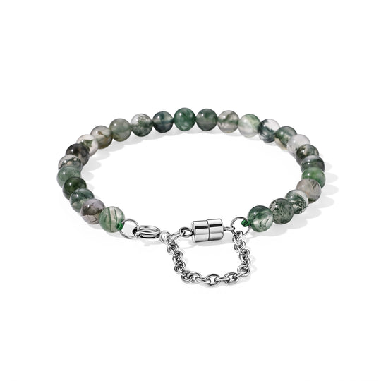 Moosachat Armband ca. 19 cm 316L Edelstahl ca. 30,00 ct.