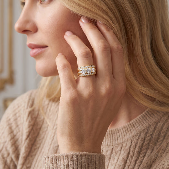 LUXURIANT DIAMOND - Lab Grown Diamant SI-GH Ring 925 Silber 750 Gelbgold vermeil (Größe 17.00) ca. 3,00 ct