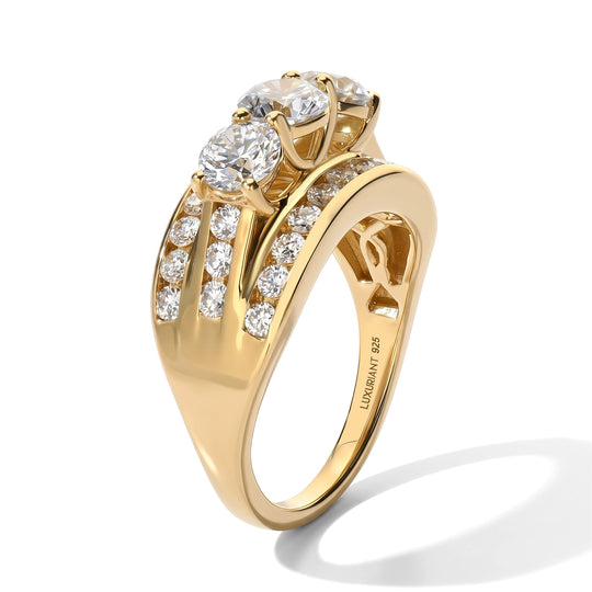 LUXURIANT DIAMOND - Lab Grown Diamant SI-GH Ring 925 Silber 750 Gelbgold vermeil (Größe 17.00) ca. 3,00 ct