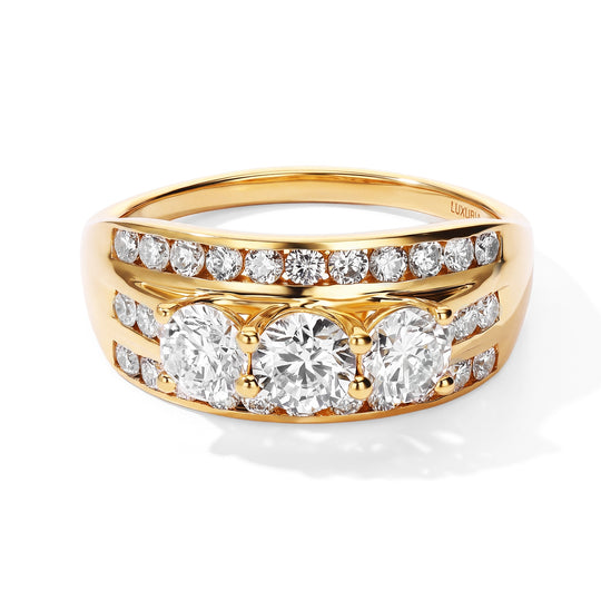 LUXURIANT 3.00 ct. SGL zertifizierter SI-GH Labor Diamant Ring, 925 Silber rhodiniert