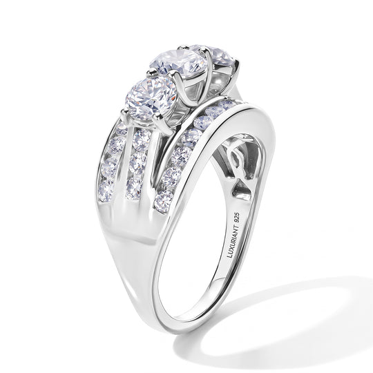 LUXURIANT DIAMOND - Lab Grown Diamant SGL zertifiziert SI-GH Ring 925 Silber Rhodiniert (Größe 17.00) (10-15 Werktage Lieferzeit) ca. 3.00 ct