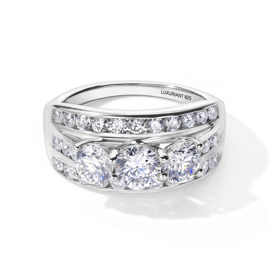 LUXURIANT DIAMOND - Lab Grown Diamant SI-GH Ring 925 Silber 750 Gelbgold vermeil (Größe 17.00) ca. 3,00 ct