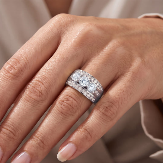 LUXURIANT 3.00 ct. SGL zertifizierter SI-GH Labor Diamant Ring, 925 Silber rhodiniert