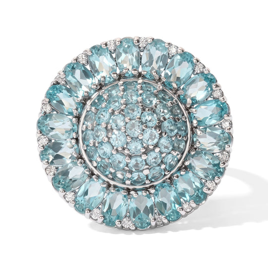 D'Joy Blauer Apatit Ring 925 Silber Rhodiniert (Größe 20.00) ca. 6,26 ct