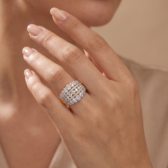 LUXURIANT DIAMOND - Lab Grown Diamant SI-GH Ring 925 Silber 750 Gelbgold vermeil (Größe 21.00) (5-1 Werktage Lieferzeit) ca. 1.95 ct