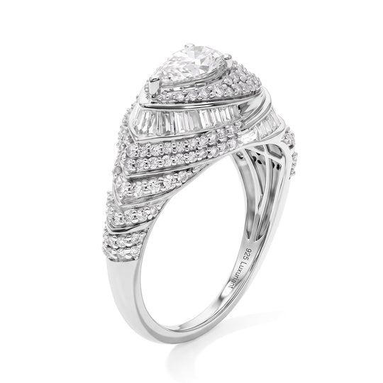 LUXURIANT 2,50 ct. SGL zertifizierter SI-GH Labor Diamant Ring, 925 Silber 750 Gelbgold Vermeil
