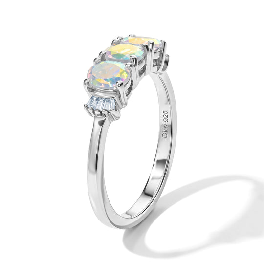 D'Joy Merkur mystischer Topas, Weißer Diamant Ring 925 Silber Platiniert (Größe 18.00) ca. 1,34 ct