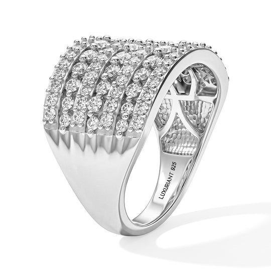 LUXURIANT DIAMOND - Lab Grown Diamant SI-GH Ring 925 Silber Rhodiniert (Größe 17.00) ca. 1.65 ct
