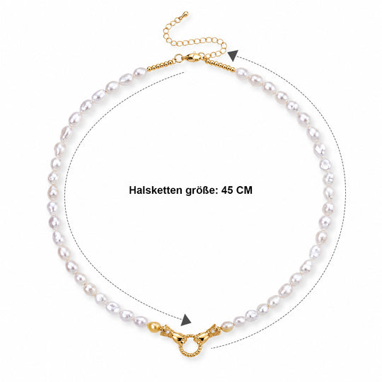 Hämatit, Weiße Süßwasser Perle (3-5mm) Halskette ca. 45 cm Nickelfreies Messing 15.01 ct