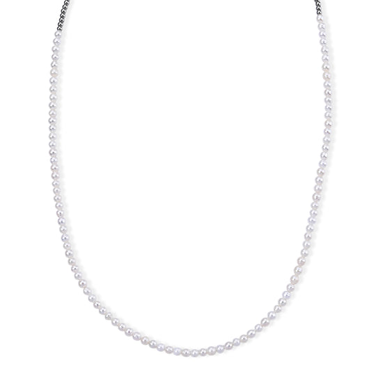 Hämatit, Weiße Süßwasser Perle (3-5mm) Halskette ca. 45 cm Nickelfreies Messing 15.01 ct
