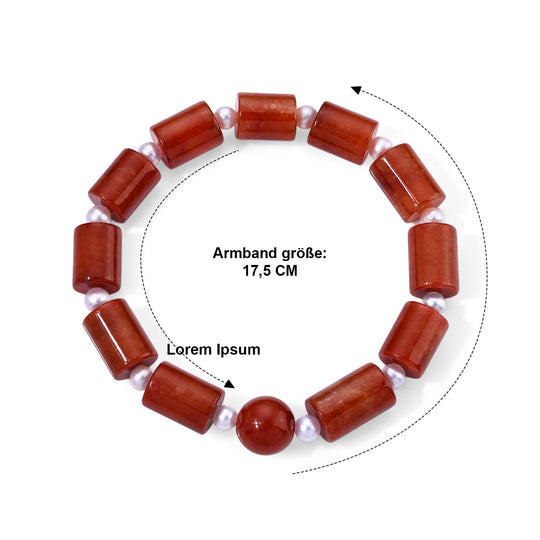 Burmesischer Rote Jade, Zhuji Akoya-Perle (5-6mm) Armband 18 cm 120.00 ct