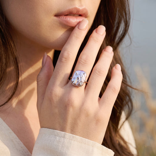 Mehrfarbige Keshi Perle Ring Nickelfreies Messing (Größe 21.00) 8.00 ct