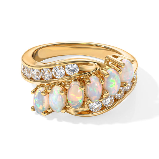 EVER TRUE AA Natürlicher, äthiopischer Welo Opal, Weißer Zirkon Ring Reine Bronze (Größe 17.00) (10-15 Werktage Lieferzeit) ca. 2,20 ct