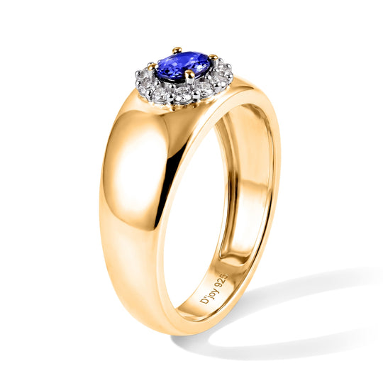 D'Joy AA Afrikanischer Rubin (Fissure gefüllt), Weißer Zirkon Ring 925 Silber 750 Vergoldet (Größe 17.00) ca. 0,84 ct