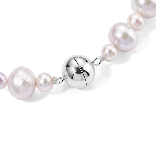 Weiße Edison Perle (9-11 mm), Zhuji Akoya Perle (5-5.5mm) Armband ca. 20 cm 316L Edelstahl Rhodiniert