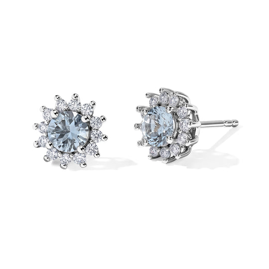 D'Joy Aquamarin, Weißer Zirkon Ohrringe 925 Silber Platiniert ca. 1.32 ct