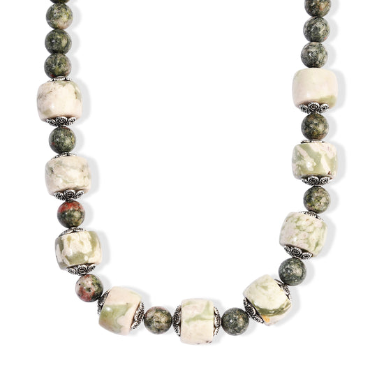 EVER TRUE Peace-Jaspis, Rubin Zoisite Halskette ca. 50 cm Nickelfreies Messing Platiniert ca. 555.00 ct