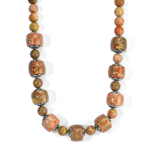 EVER TRUE Peace-Jaspis, Rubin Zoisite Halskette ca. 50 cm Nickelfreies Messing Platiniert ca. 555.00 ct