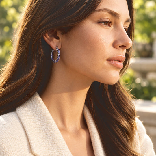 D'Joy Tansanit Ohrringe 925 Silber Rhodiniert ca. 6,02 ct.