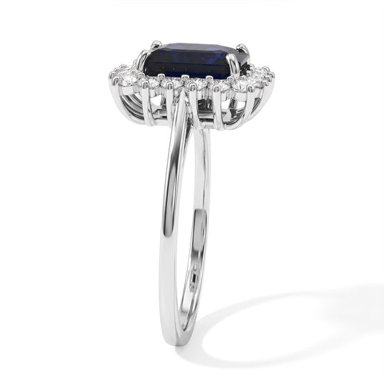 D'Joy AA Masoala Saphir (Fissure gefüllt), Moissanit Ring 925 Silber Rhodiniert (Größe 18.00) ca. 4,48 ct